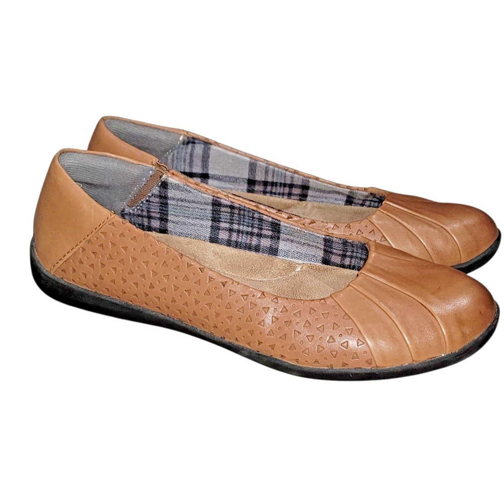 Earth Origins Shoes Womens 8.5 M Fiona Loafer Flats Brown Leather Casual Slip On